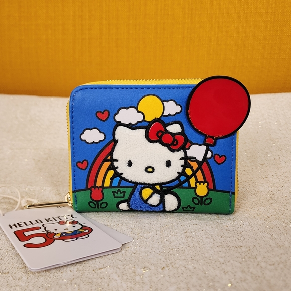 Loungefly Sanrio Hello Kitty 50th Anniversary Red Balloon Zip Around Wallet NEW - Picture 2 of 13